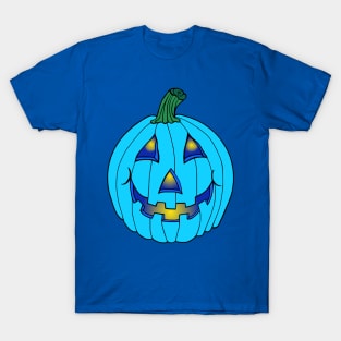 Blue Glowing Jack-O-Lantern Pumpkin T-Shirt